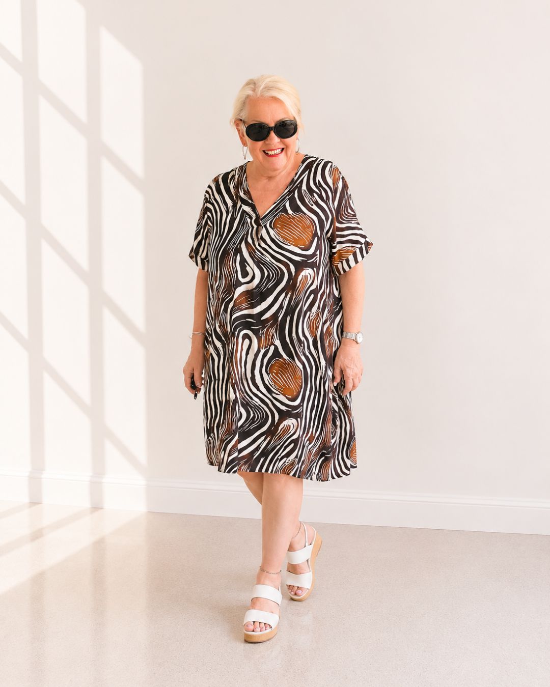 Kleid CARRARA – Braun/Creme