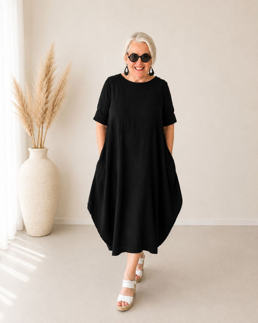 RUBY - Leinenkleid Schwarz