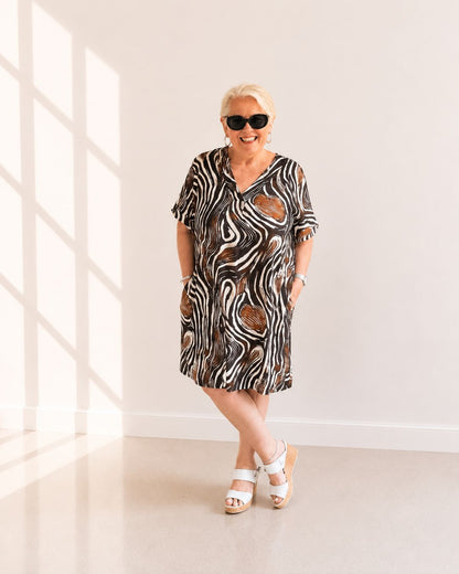 Kleid CARRARA – Braun/Creme