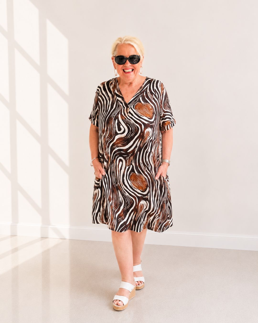 Kleid CARRARA – Braun/Creme