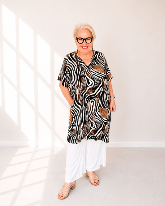 Kleid CARRARA – Braun/Creme