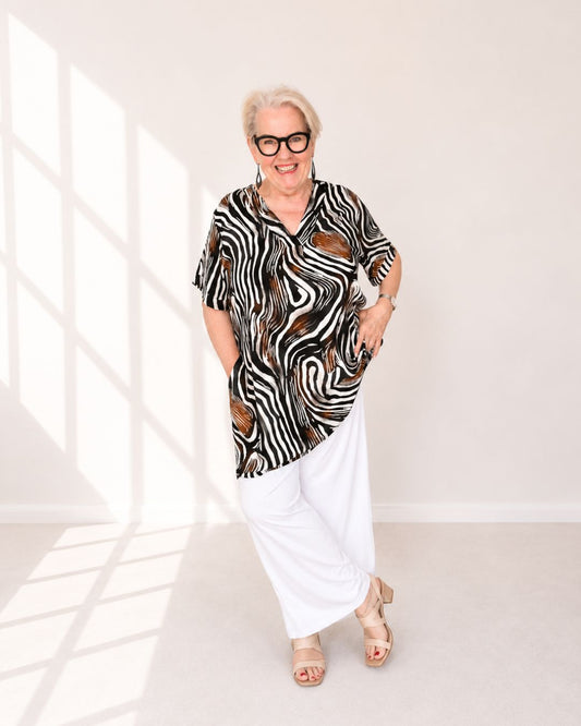 Kleid CARRARA – Braun/Creme
