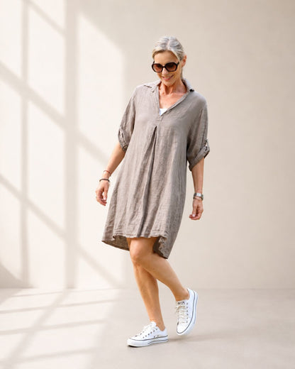 Leinenkleide FRESH - Grün/Beige/Taupe/Marineblau/Schwarz