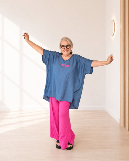 Oversize Shirt - ICONIC - Jeansblau