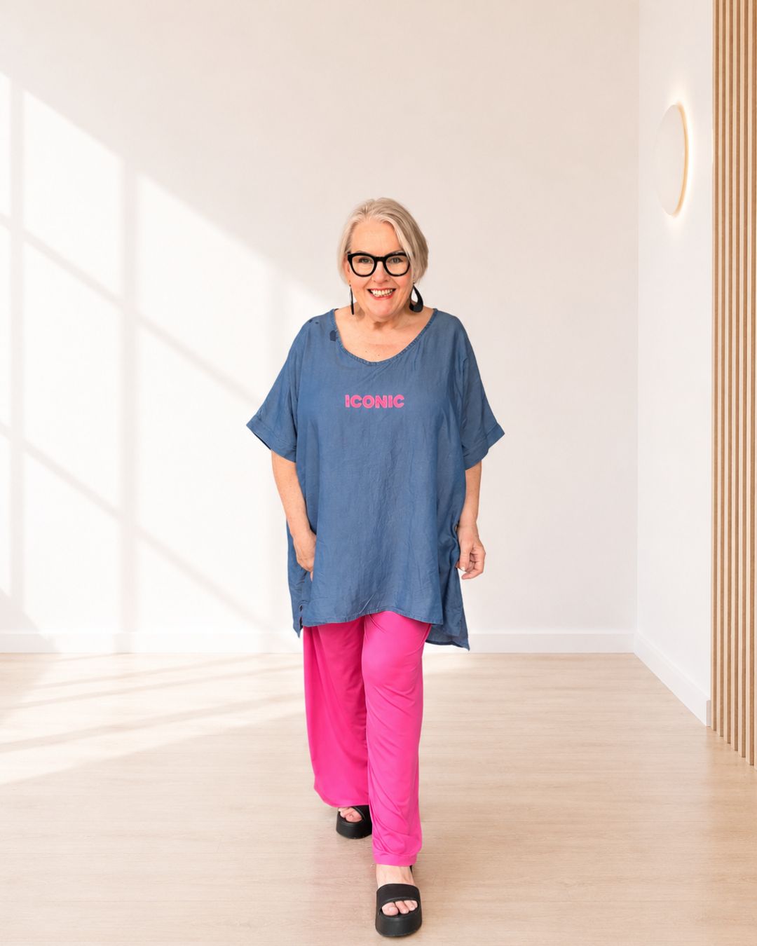 Oversize Shirt - ICONIC - Jeansblau