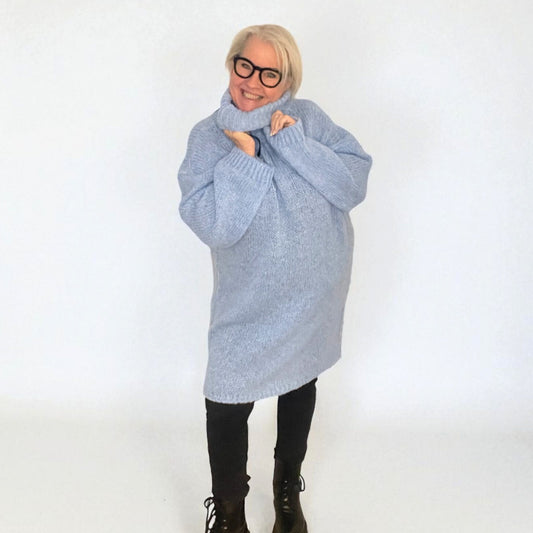 Kuschel-Pulli-Kleid mit Rollkragen in 3 FARBEN