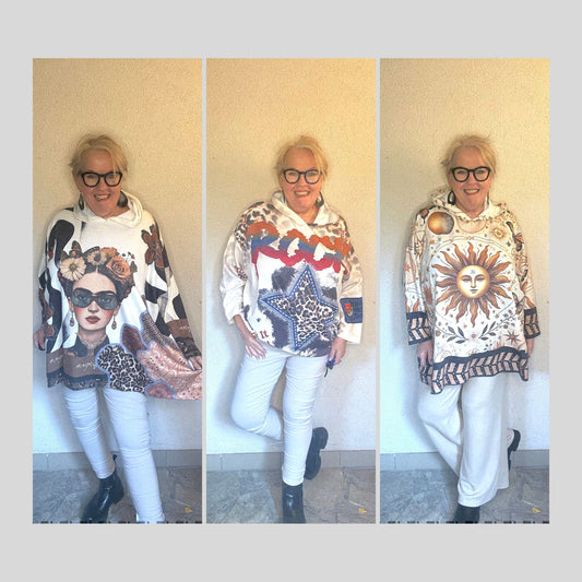 Oversize Hoodie – Kunst, Rock & Sonne