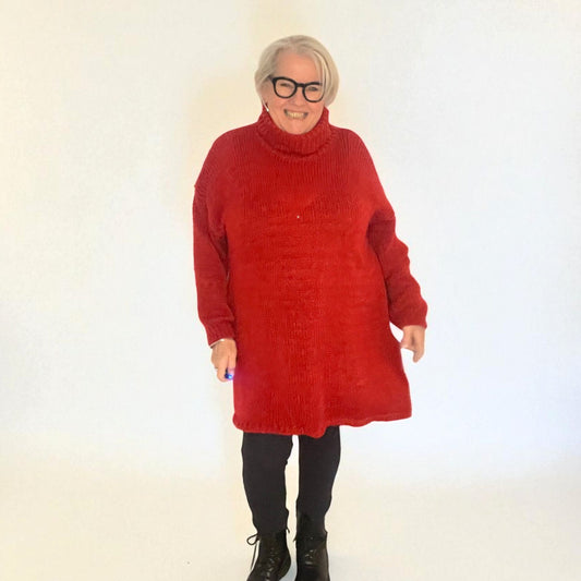 Kuschel-Pulli-Kleid mit Rollkragen