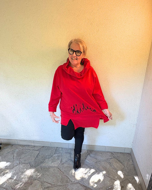 Tunika mit Stylischem Kragen – in KHAKI oder ROT