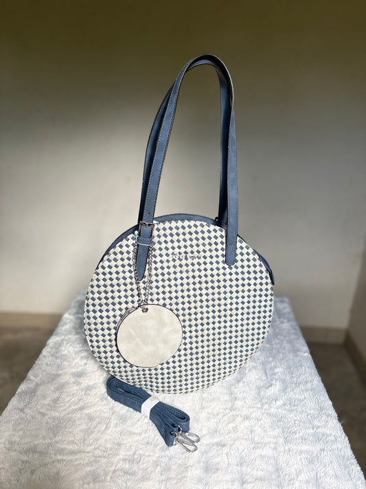 Runde IT-Bag aus Leder – stylisch, praktisch & absolut wow GRAU/BLAU