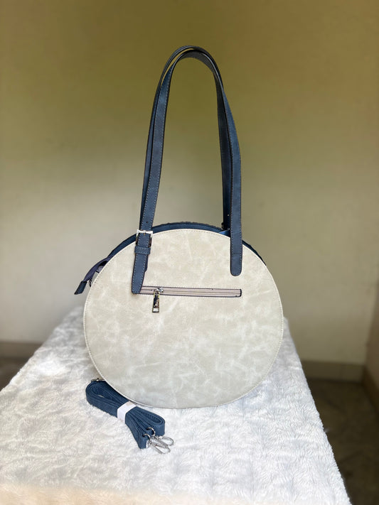 Runde IT-Bag aus Leder – stylisch, praktisch & absolut wow GRAU/BLAU