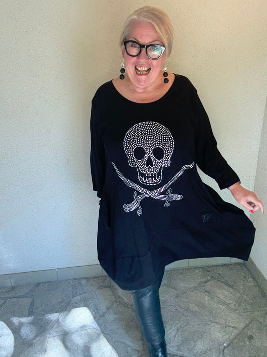 Rock your Curves – Skull Tunika mit Strass
